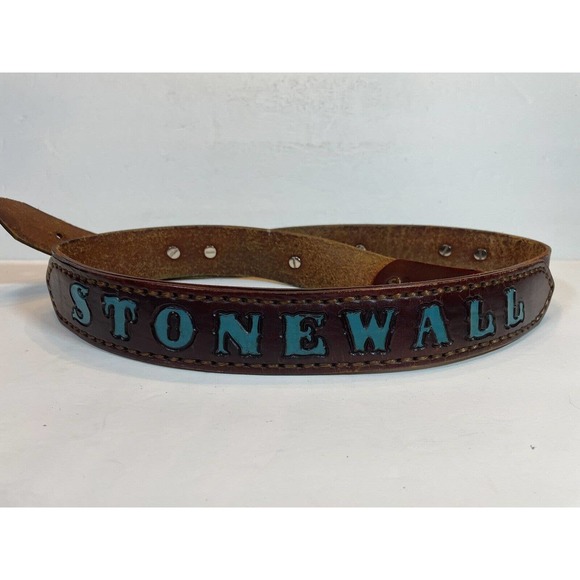 Vintage Custom Stonewall Gay Pride Leather Tooled Belt Custom Name main image 14